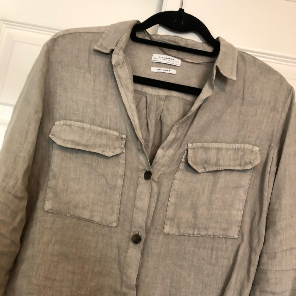 Zara 100% Linen Top